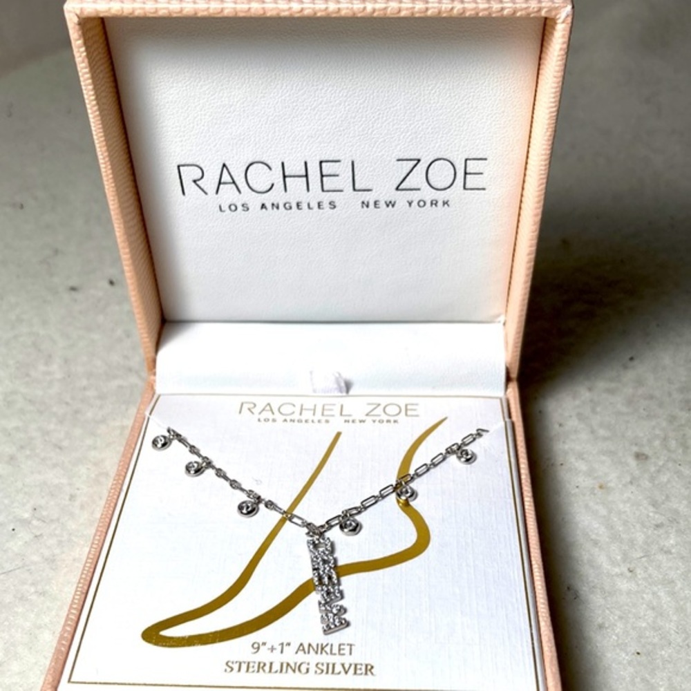 Rachel Zoe Sterling Silver and CZ Ankle Bracelet with DREAM Charm